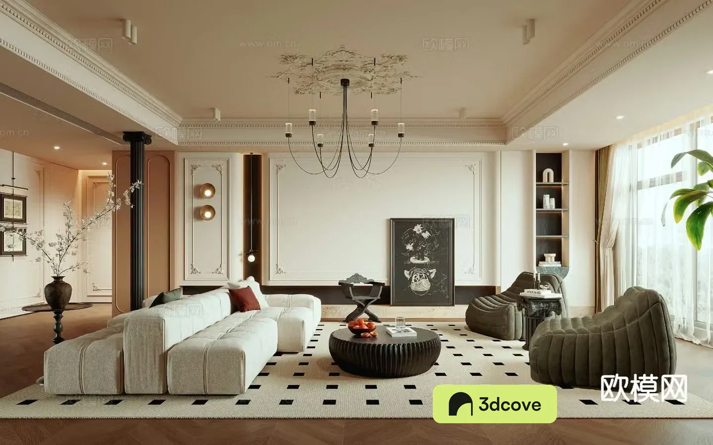 French retro living room