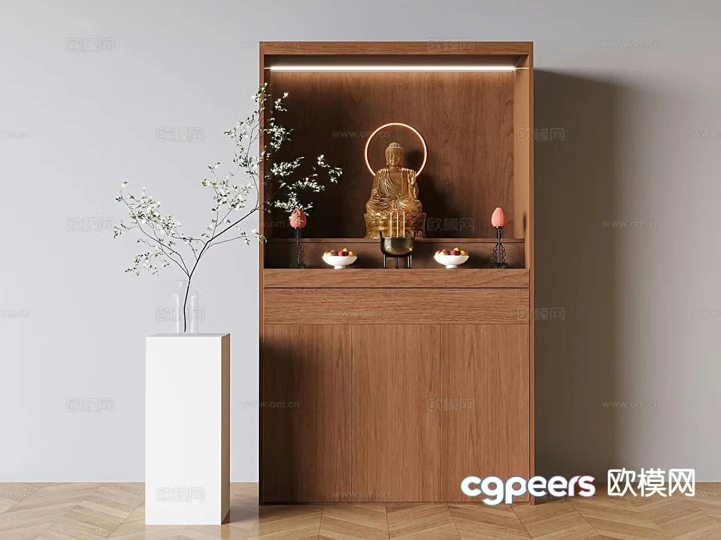 New Chinese style Buddhist niche offering table incense burner 3D model