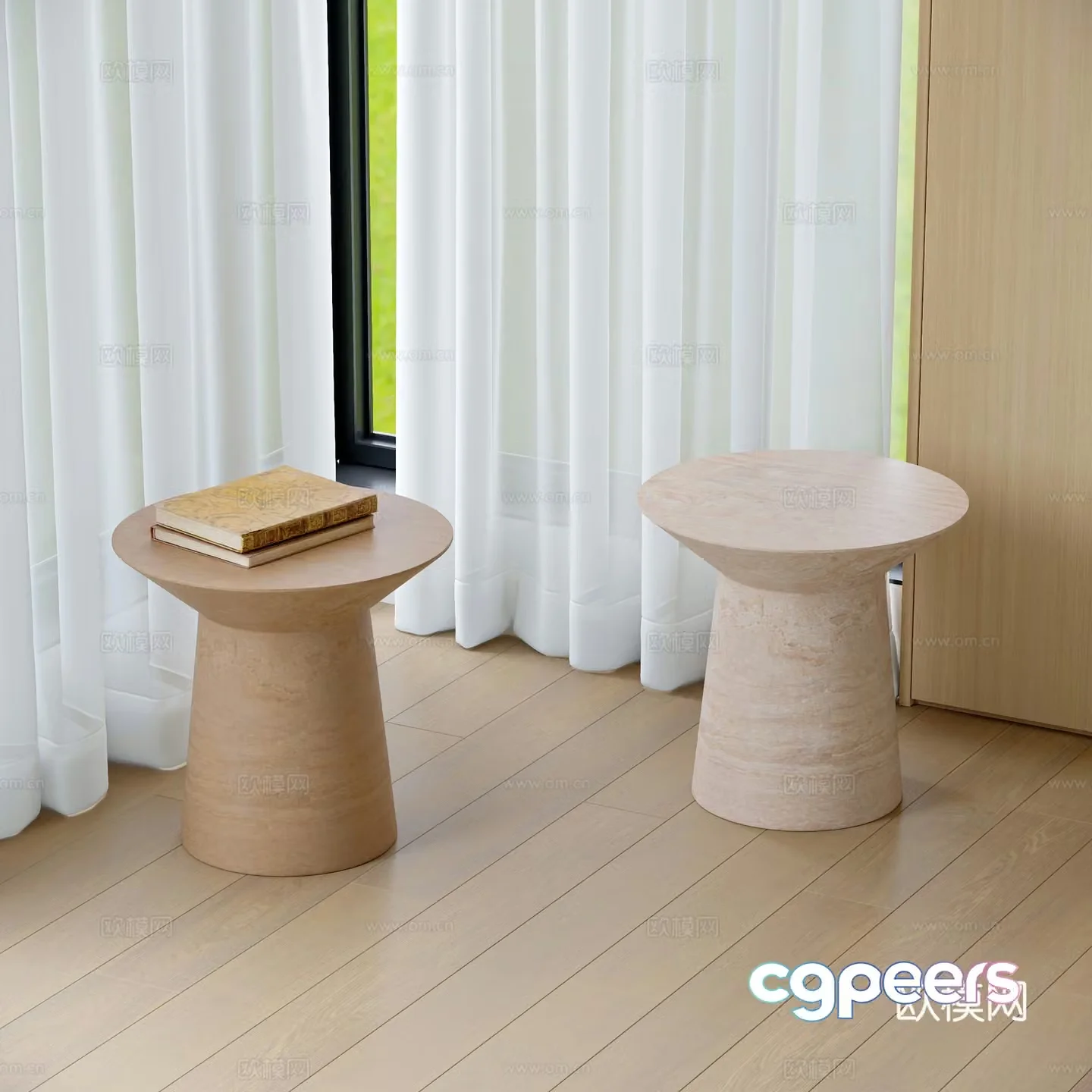 Modern marble round table side table 3D model