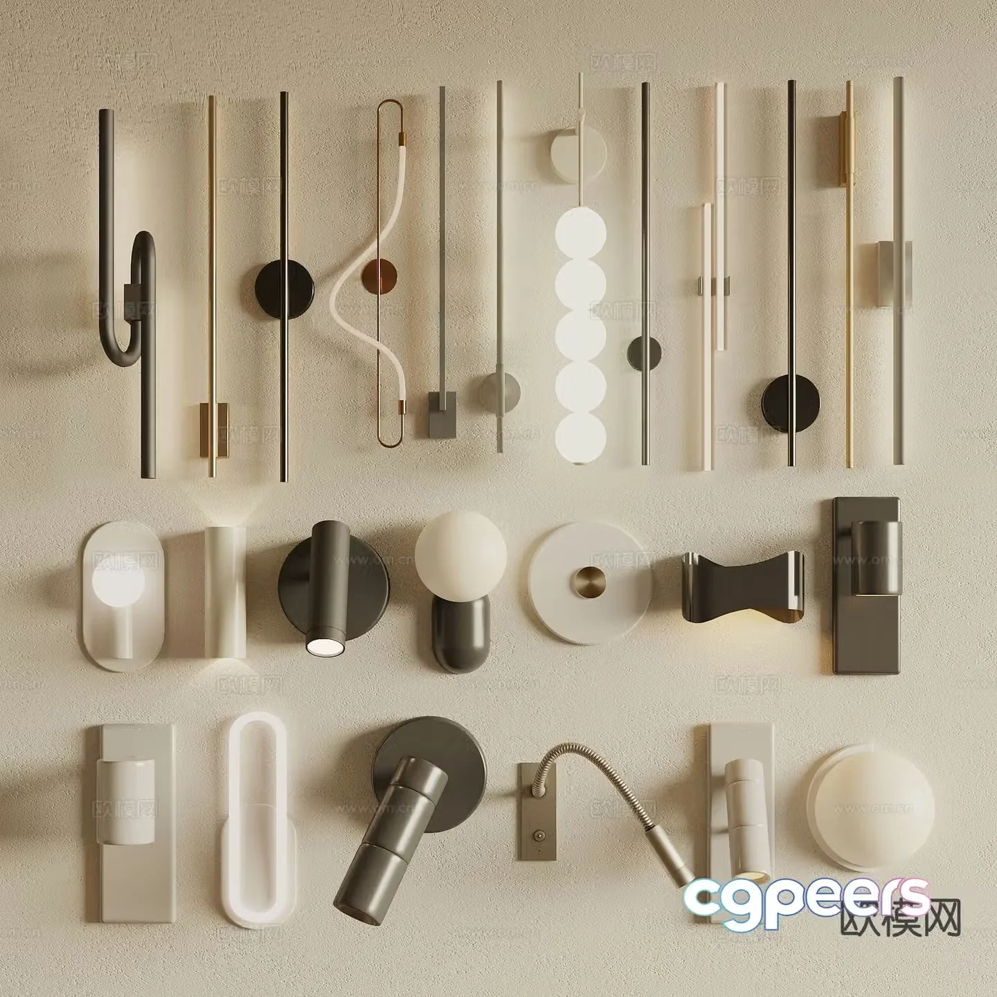 Modern wall light long wall light 3d model