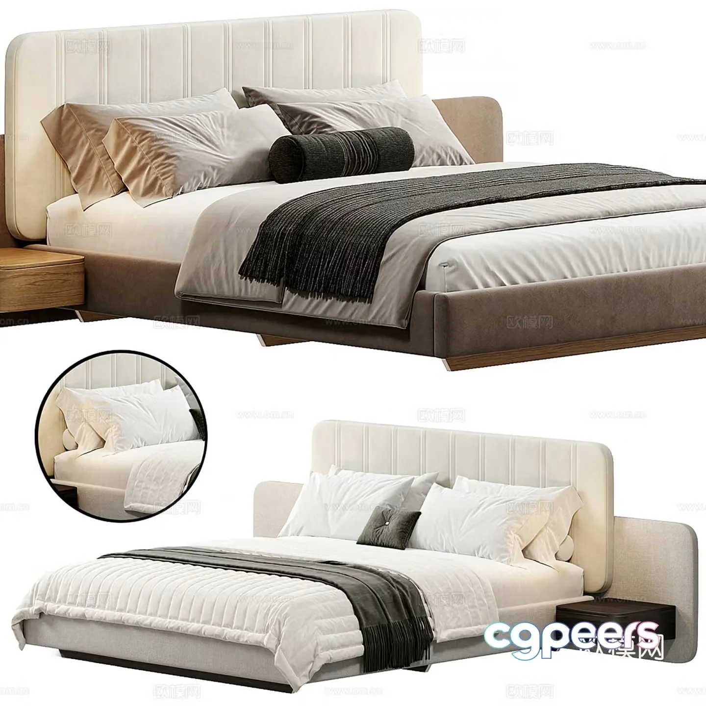 Modern double bed 3d model