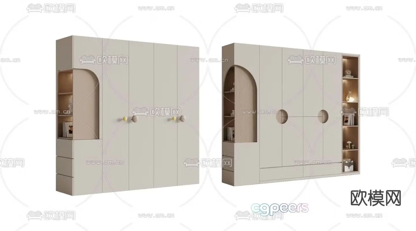 Cream style wardrobe wardrobe 3d model