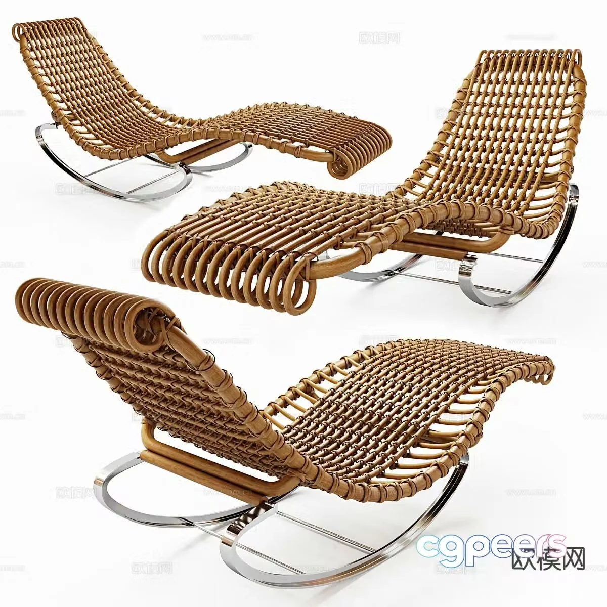 Bamboo Recliner Leisure Recliner 3D Model