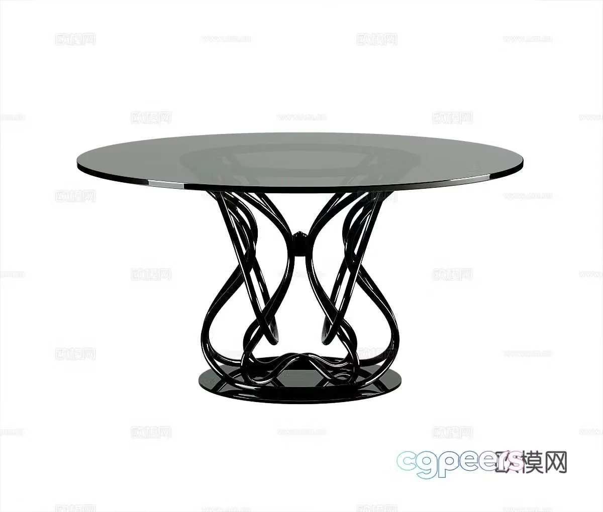 Modern glass dining table round dining table 3d model