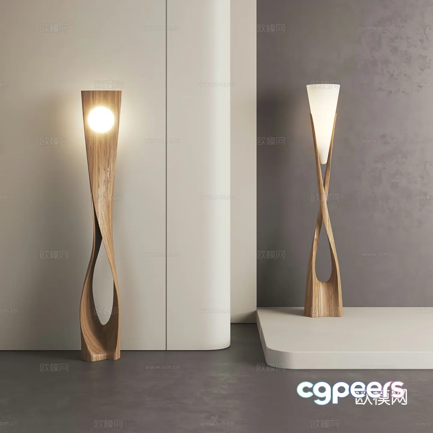 Wasabi wind floor lamp solid wood floor lamp retro floor lamp log floor lamp 3d model