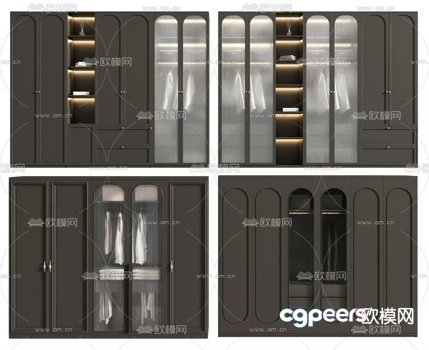 French wardrobe glass wardrobe decorative wardrobe 3d model