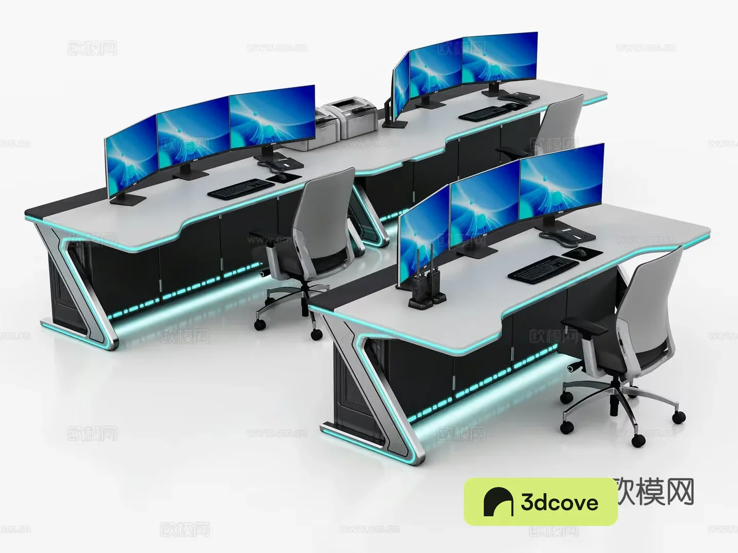 A Computer Workstation With Multiple Monitors