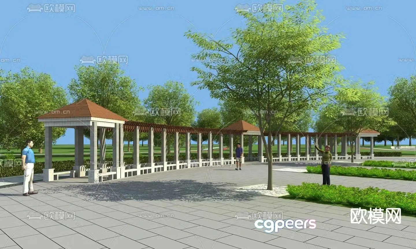 Park landscape park promenade 3d model