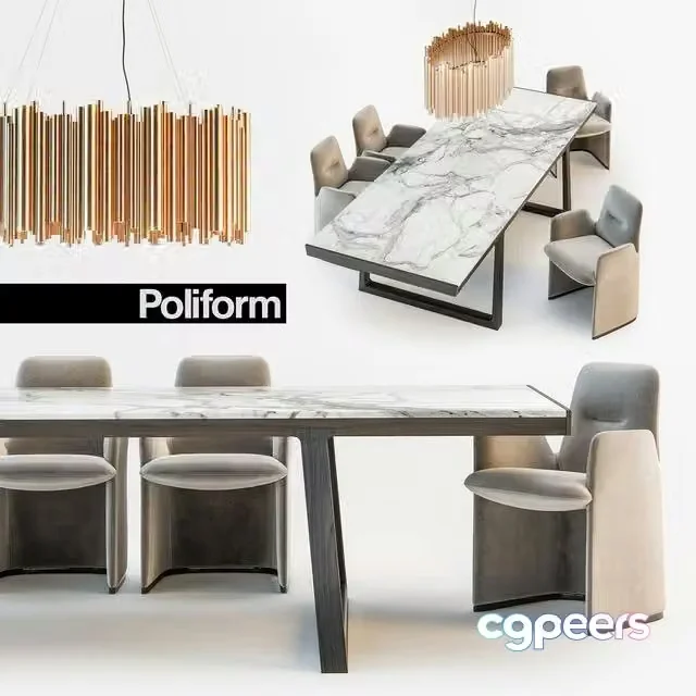 3ds Max Free – Poliform Guest chair Opera table