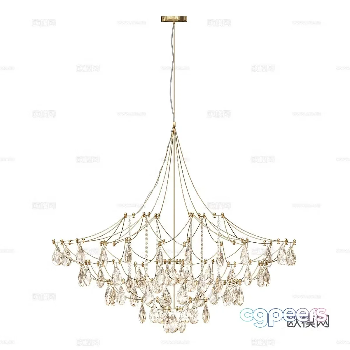 Light luxury chandelier crystal lamp 3d model