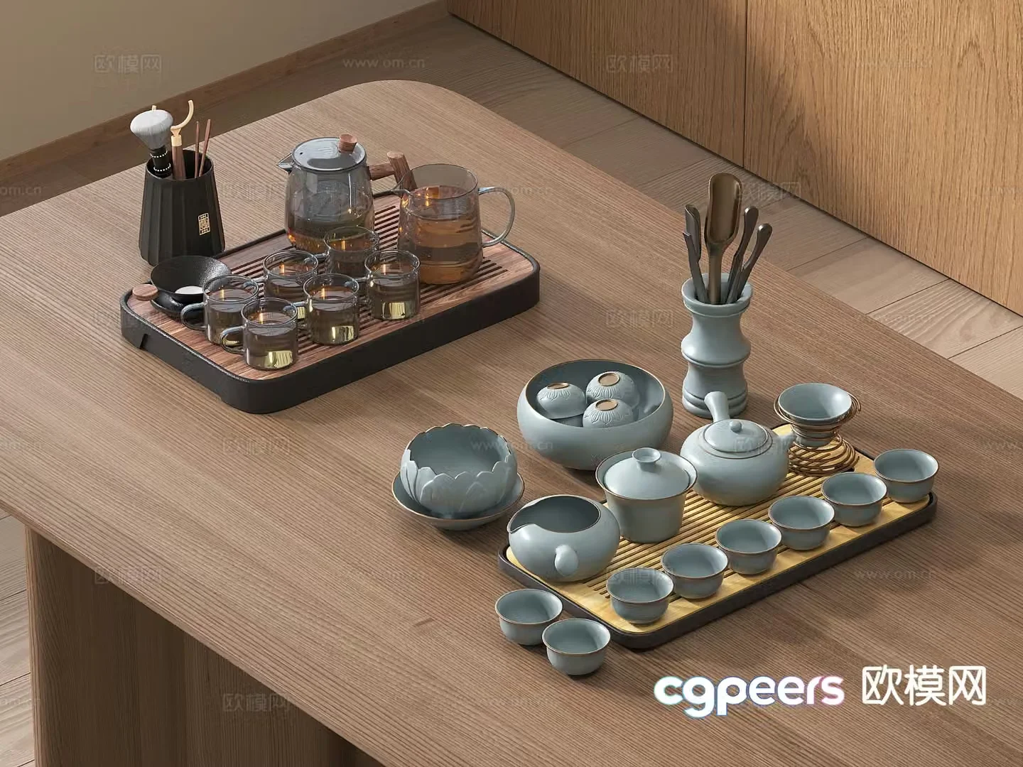 Chinese tea set tea tray teapot tea cup electric kettle electric tea stove 3D model