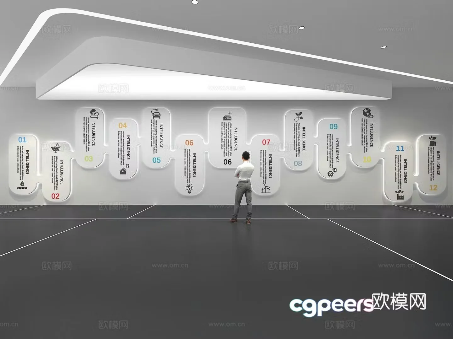 Cultural wall Corporate culture wall Education Theme wall Exhibition hall Campus culture Corridor 3D model