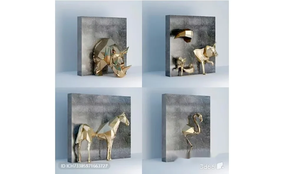 A Collection Of Animal Sculptures 3D Model – 14404 – VRAY Render