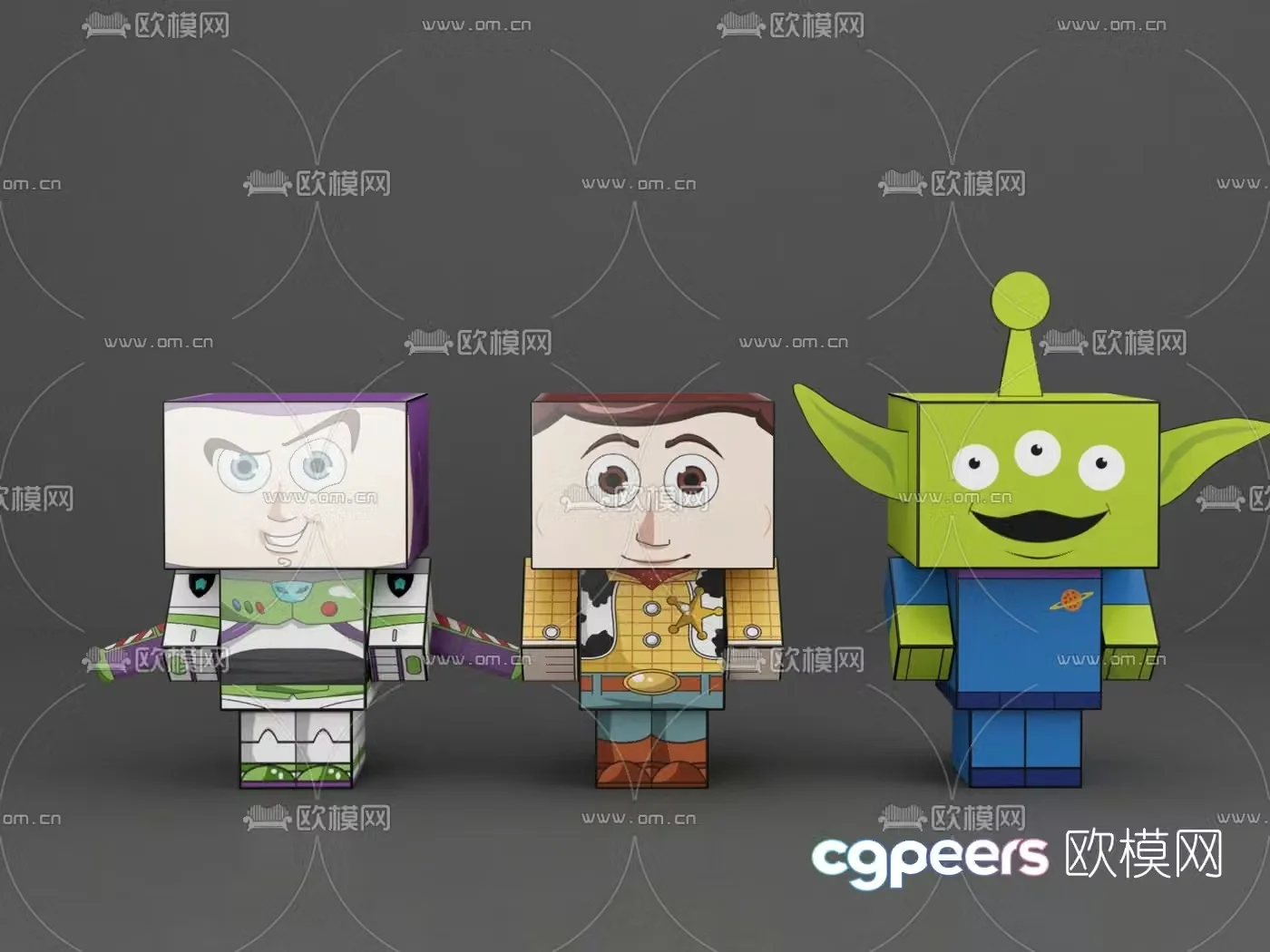 Modern children’s cartoon square face cardboard box doll 3d model