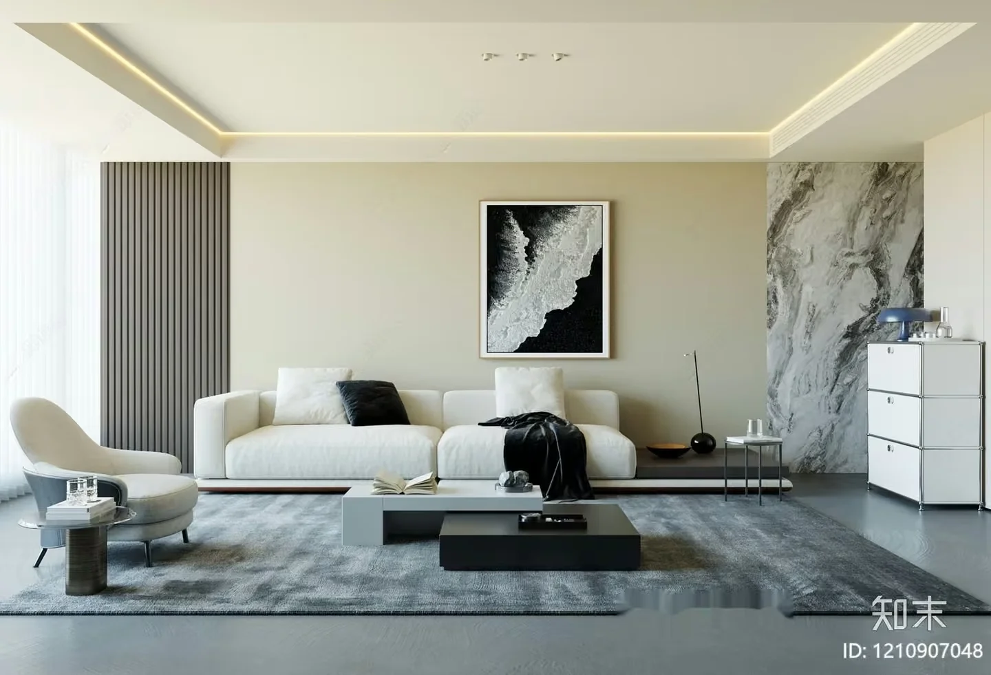 Modern Living Room 3D Model – 1693 – VRAY Render