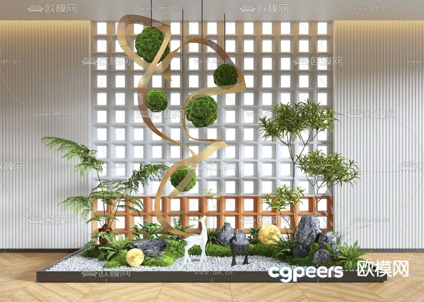 Indoor landscape plant landscaping hanging moss 3d model
