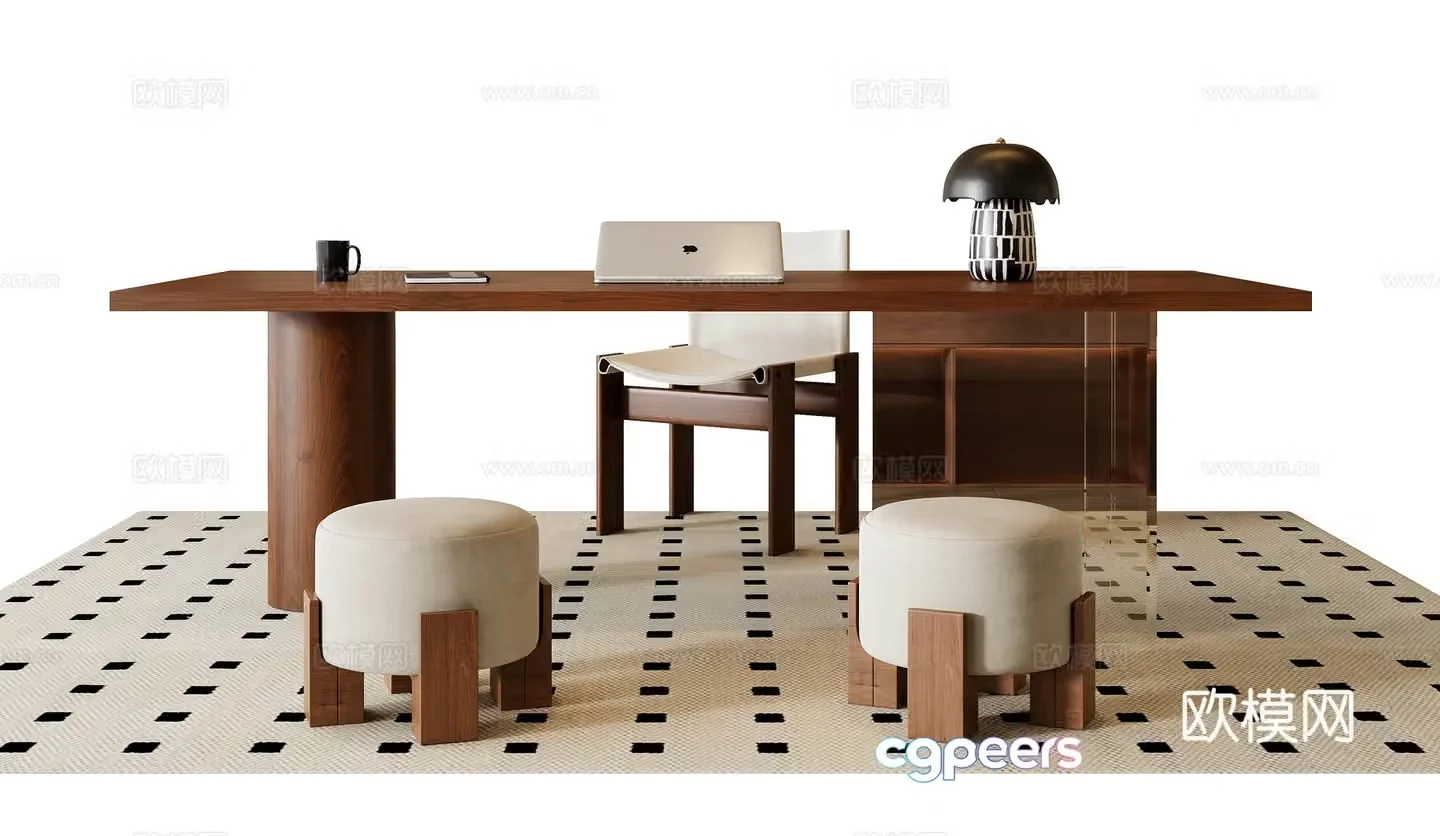 Medieval style desk and chair 3d model