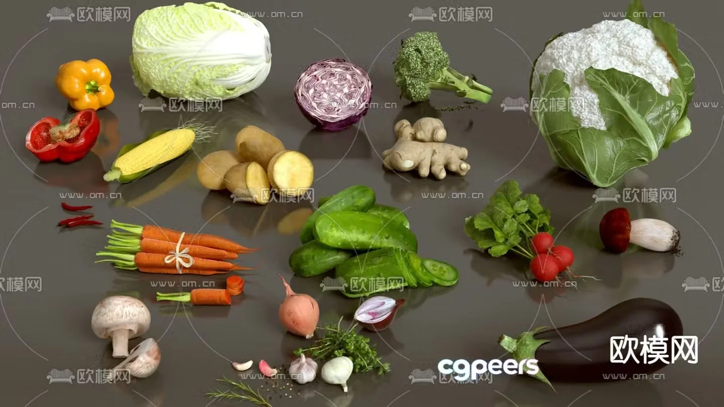 Vegetables fruits and vegetables 3d model