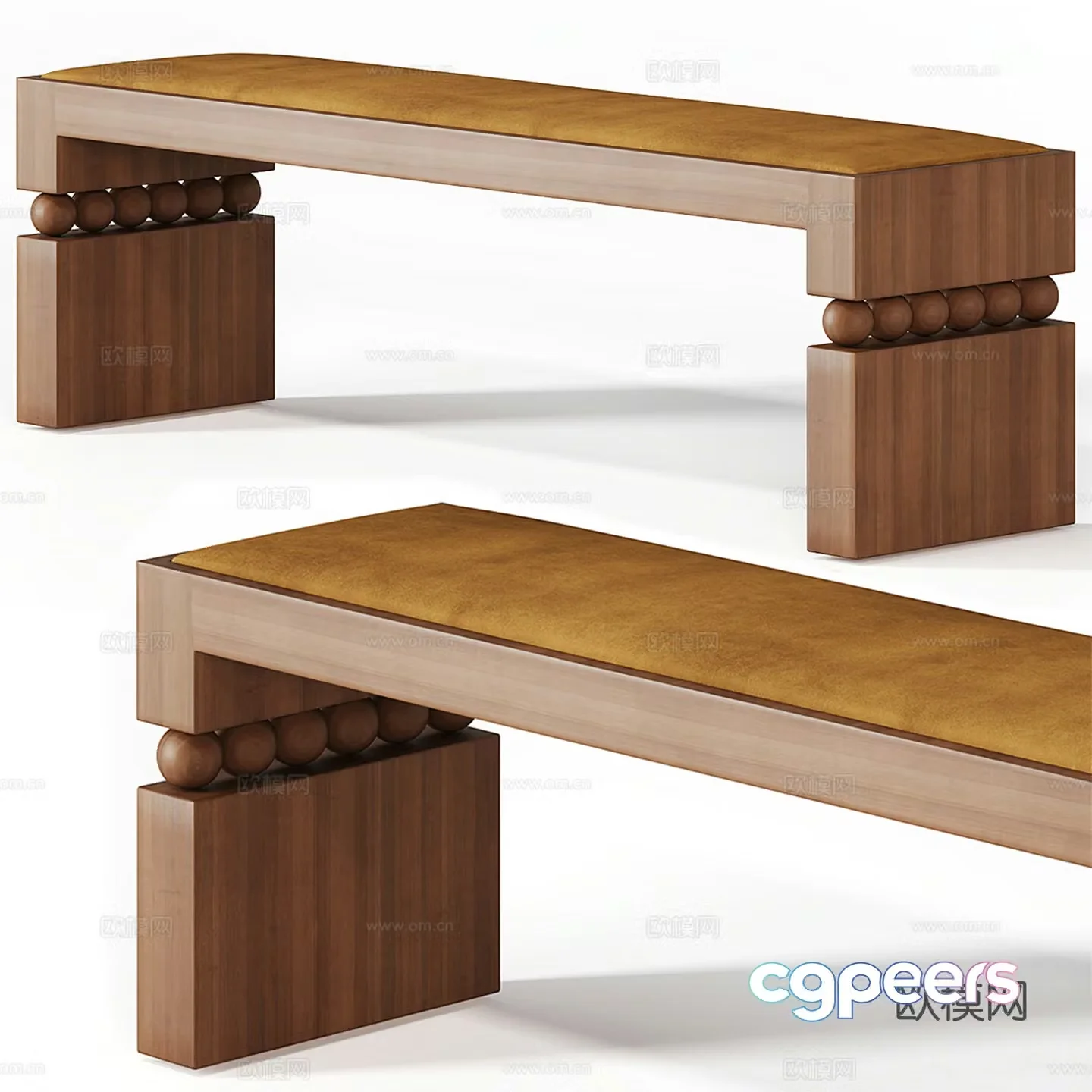 Middle-aged bench low stool bed stool sofa 3D model