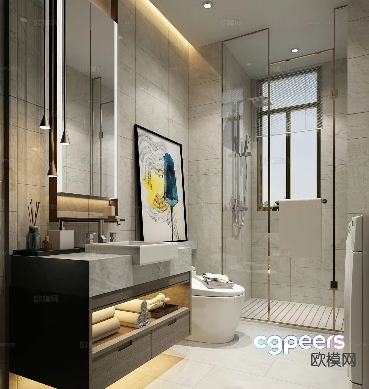 Light luxury bathroom bathroom 3d model