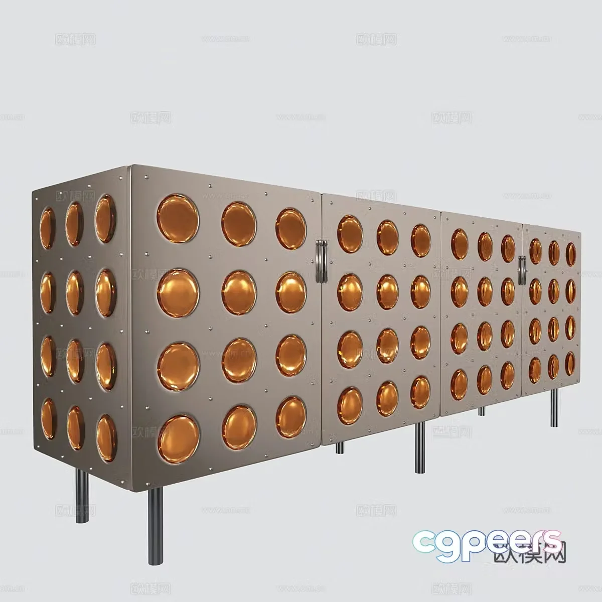 Modern industrial style metal TV cabinet 3D model