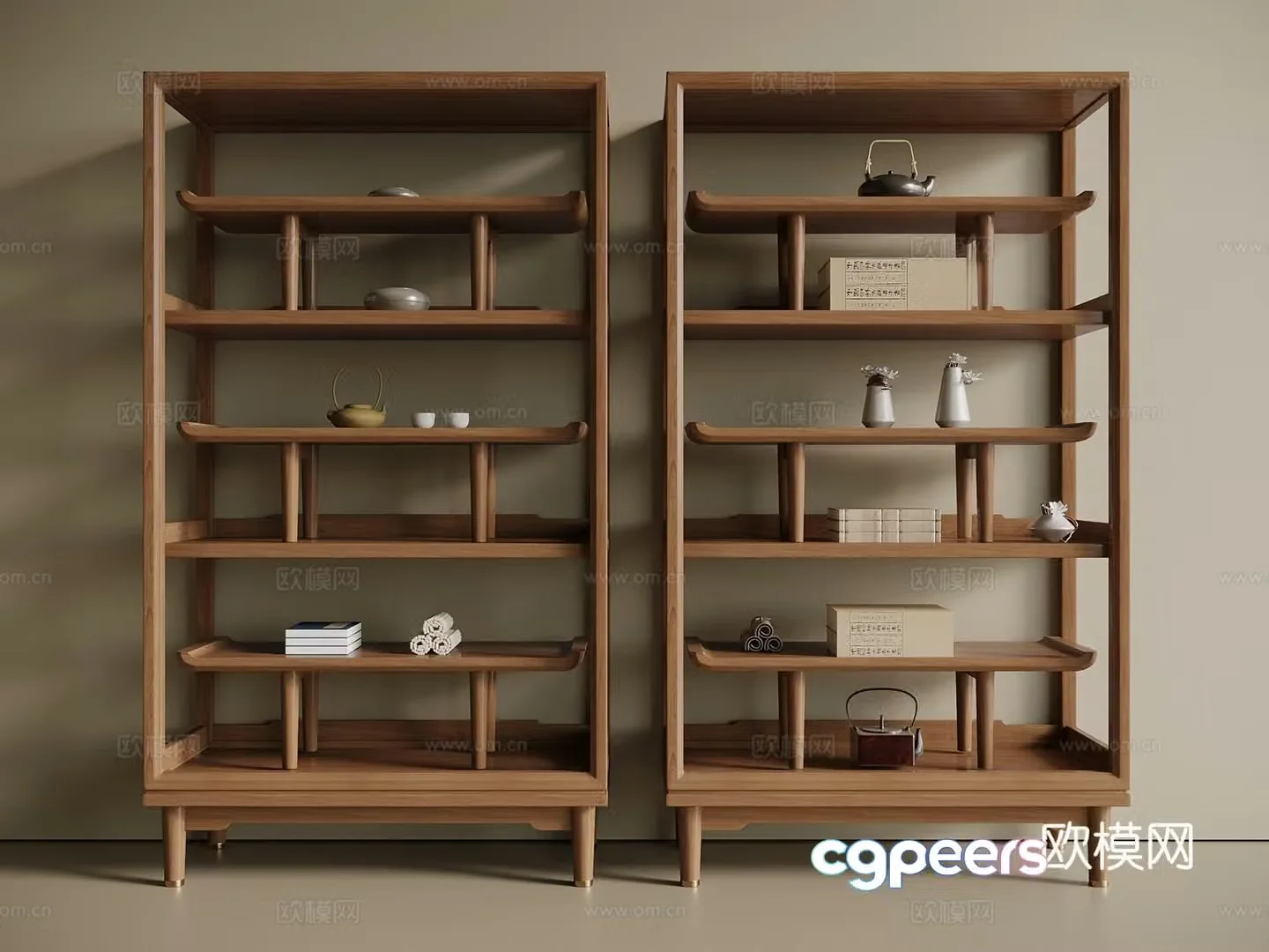 New Chinese style medieval tea cabinet storage cabinet bogus shelf 3D model