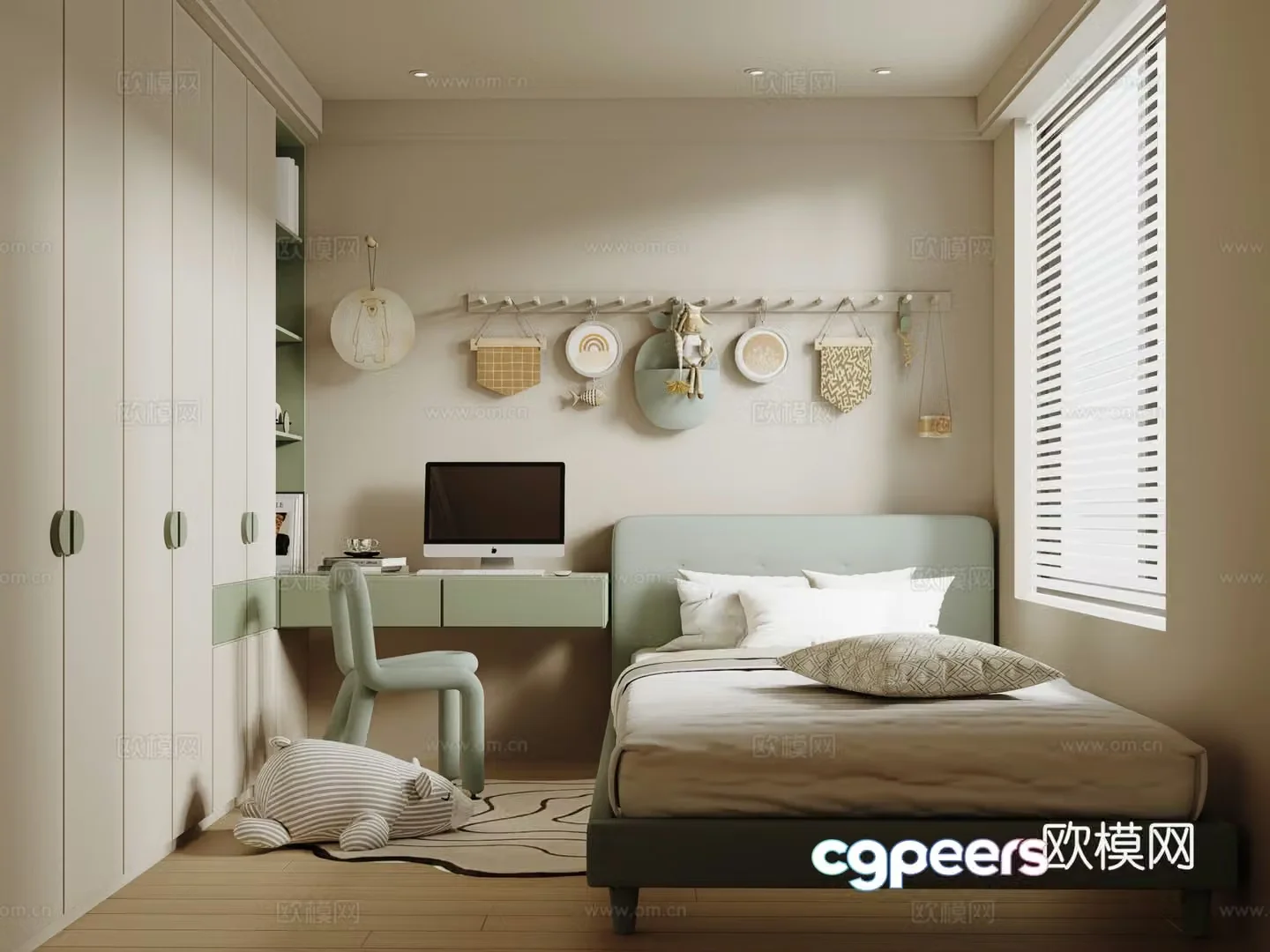 Modern Cream Boy Room Children’s Room 3D Model