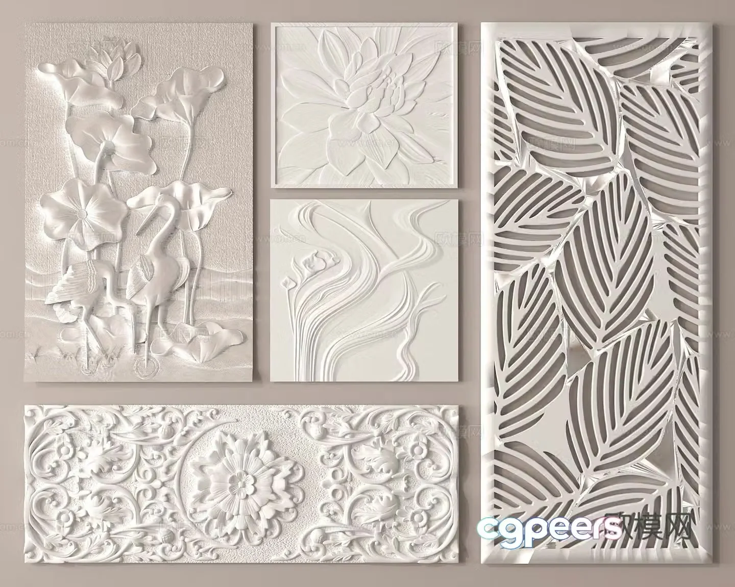 Gypsum relief carving wall carving 3d model