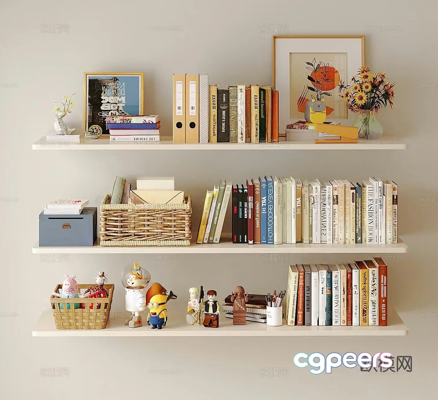 Modern ornament combination Ornament combination Book Decorative painting Figure Storage box 3D model