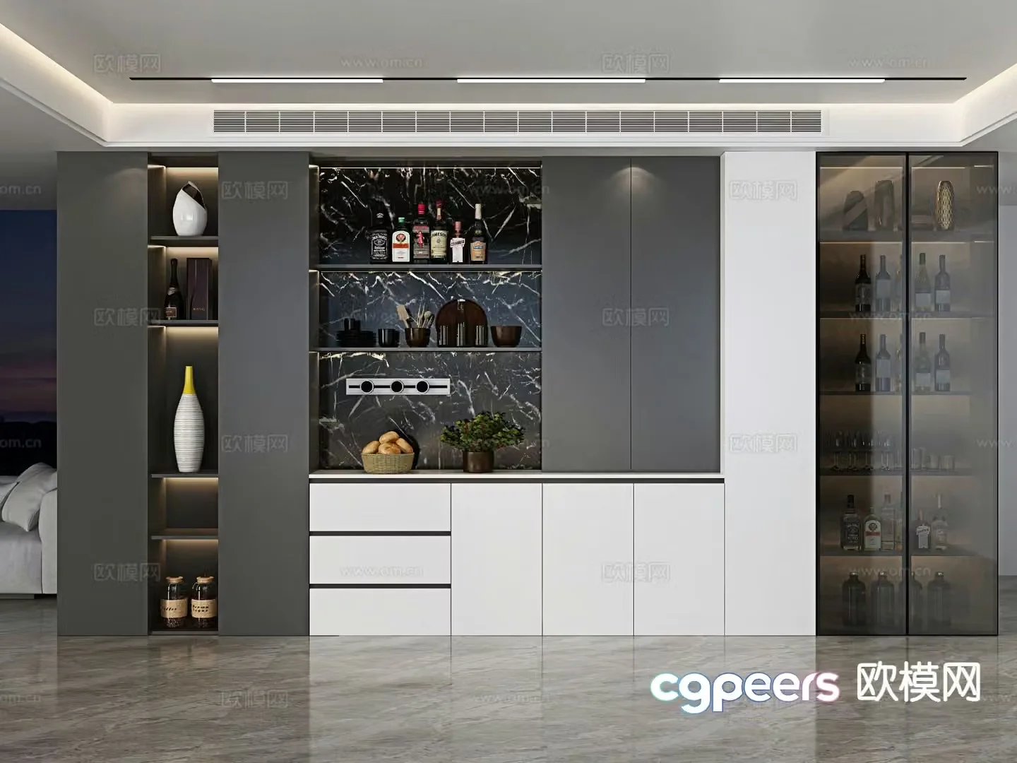 Modern sideboard wine cabinet 3d model