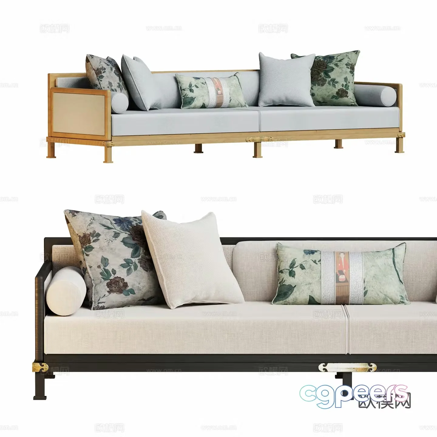New Chinese three-person sofa 3D model