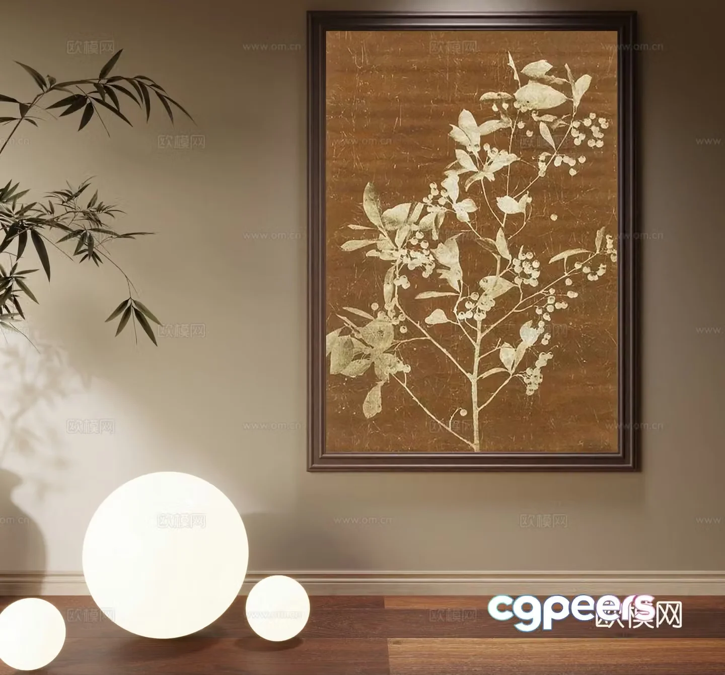 Wabi-sabi art hanging painting decorative painting 3D model