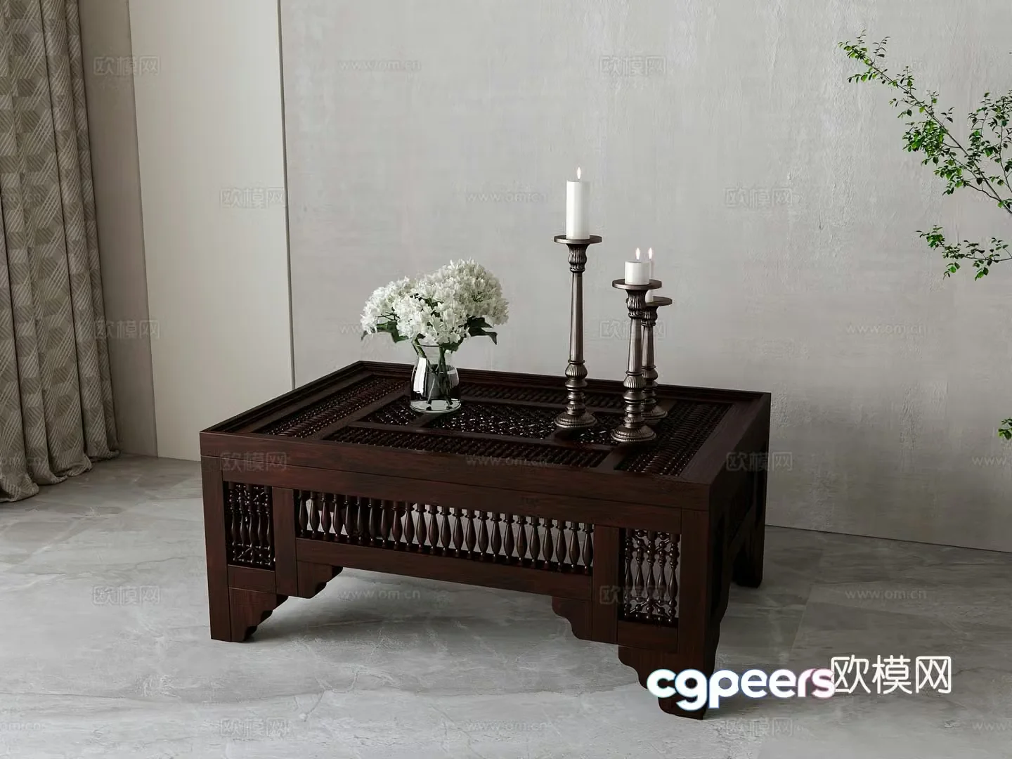 American solid wood coffee table 3D model