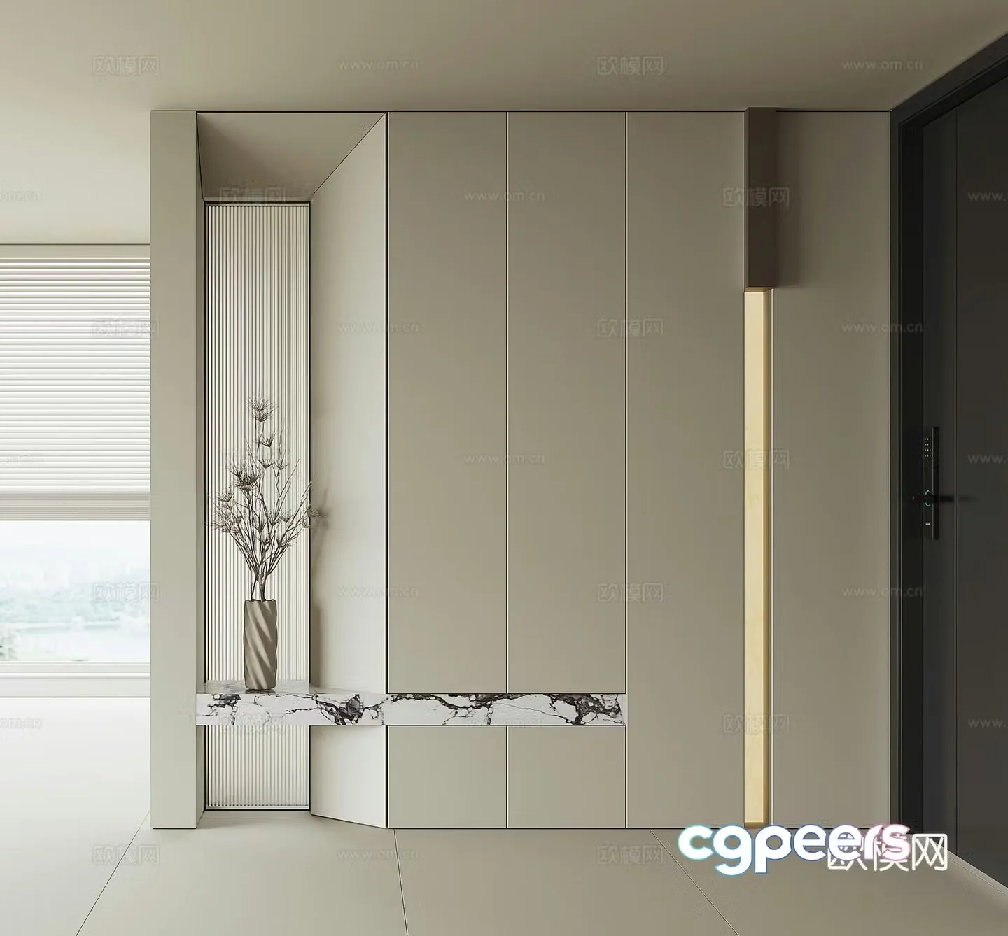 Modern home entrance shoe cabinet 3D model