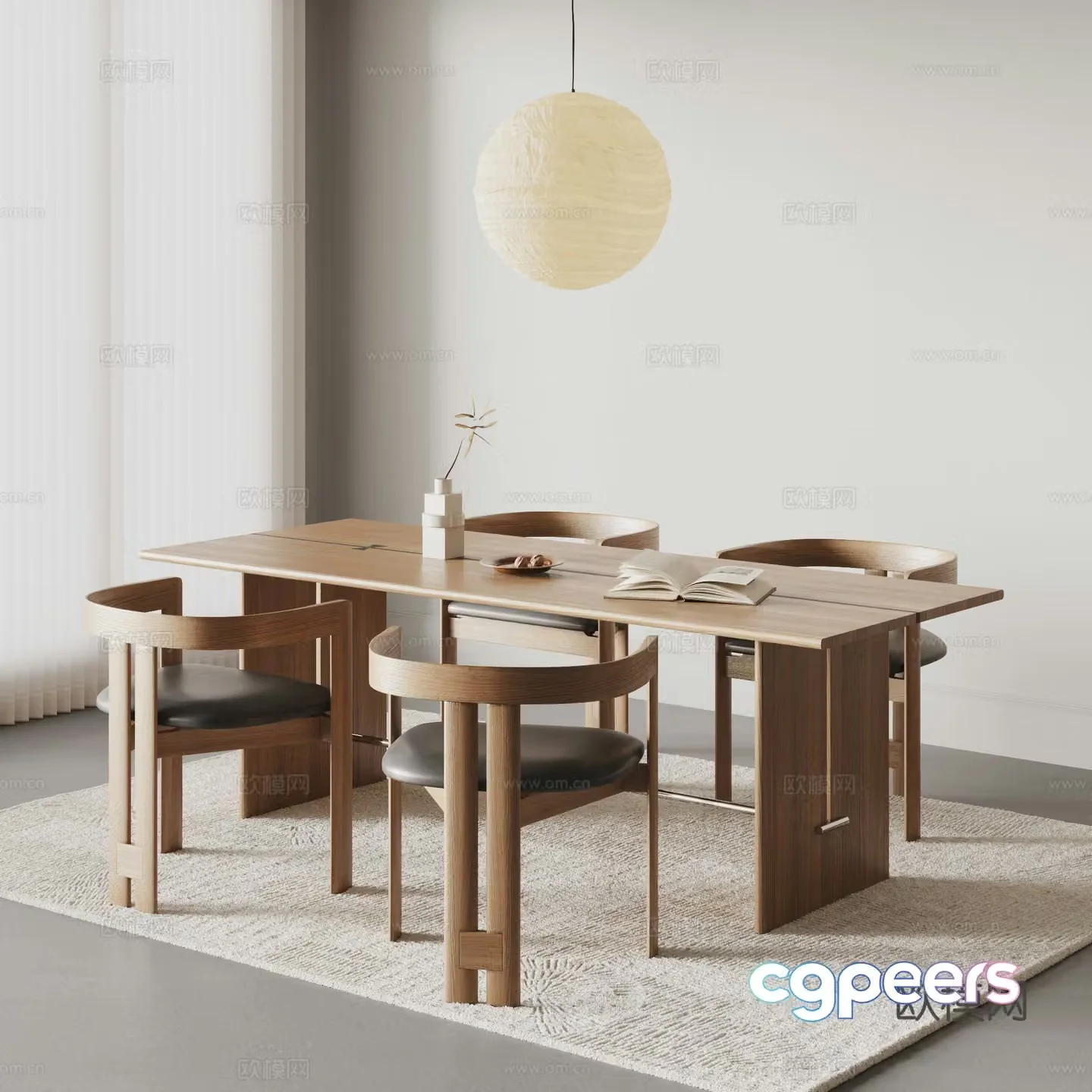 Wasabi Wind Dining Table and Chair Combination 3D Model