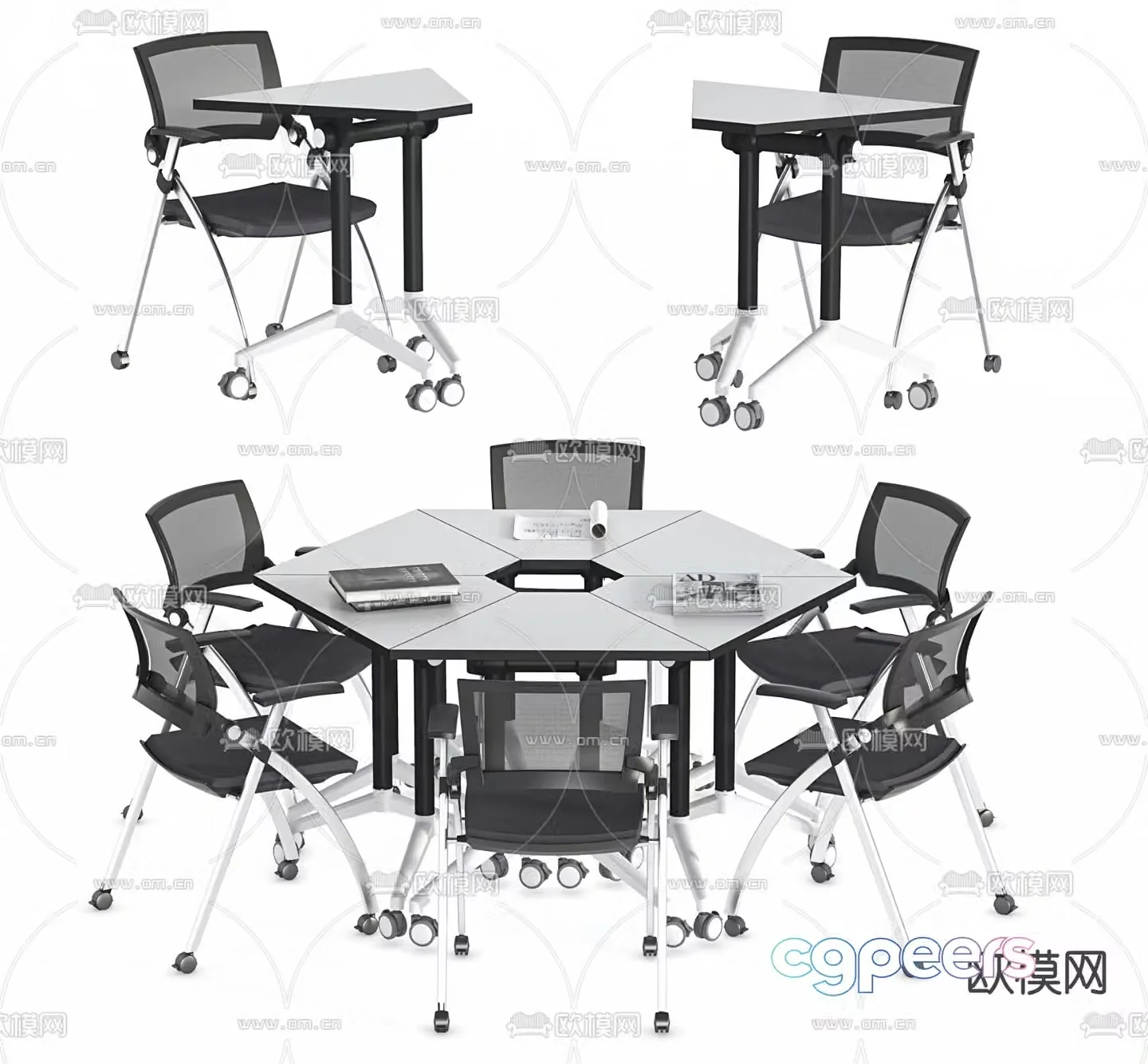 Conference table training table 3d model
