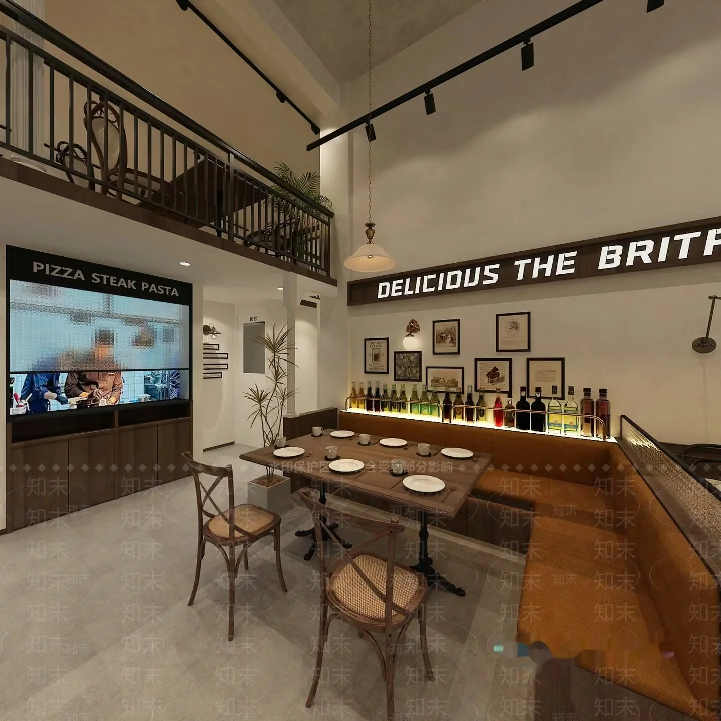 The Main Subject Is A Dining Room With A Long Table And Chairs Featuring 3D Model – 12078 – VRAY Render