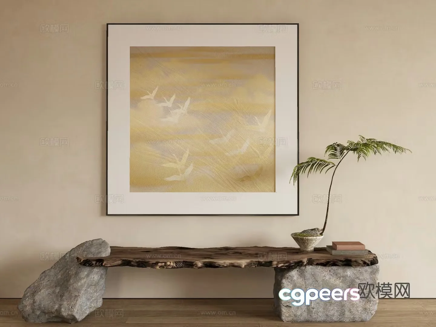 Modern texture painting decorative painting 3d model