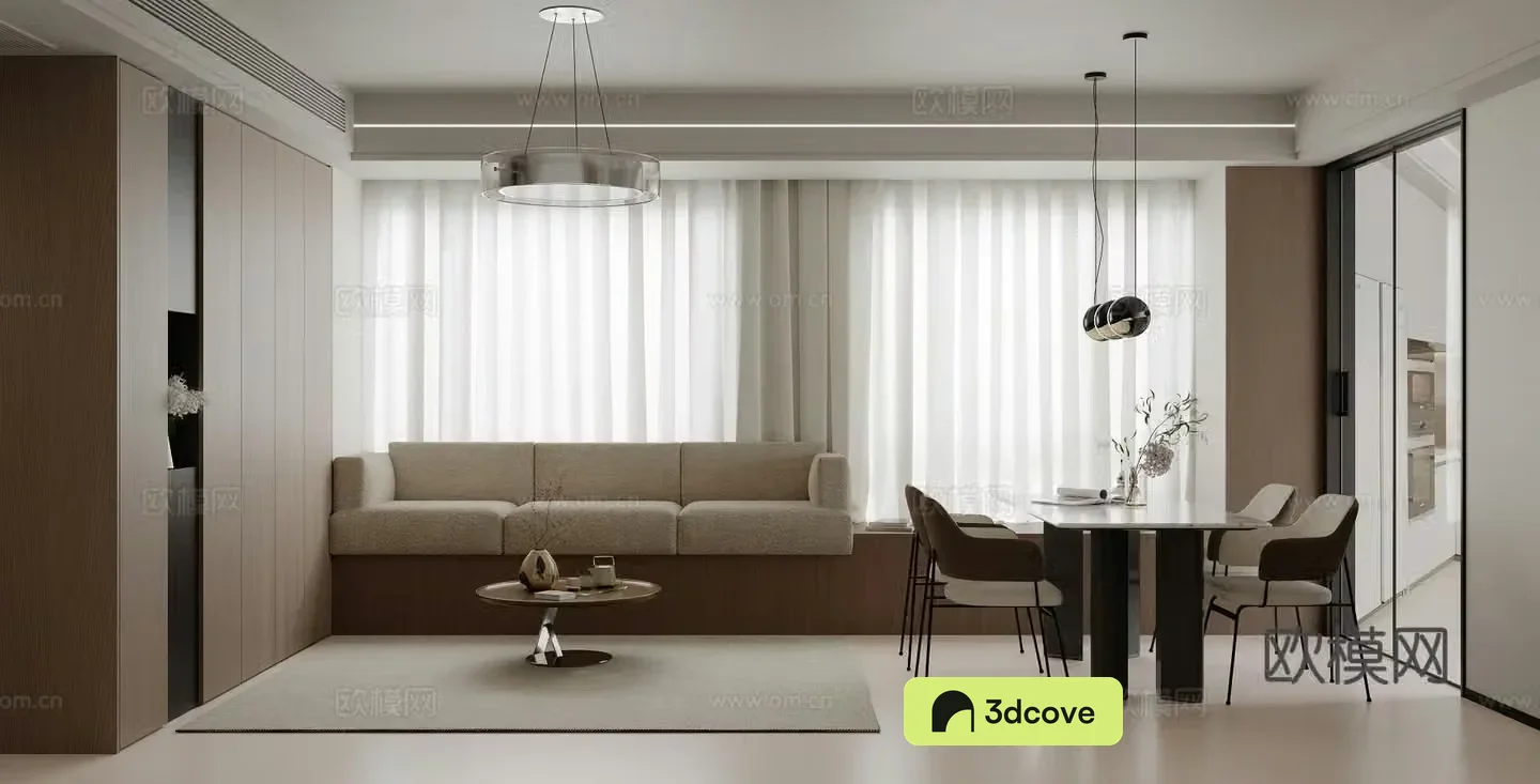 Modern minimalist living restaurant