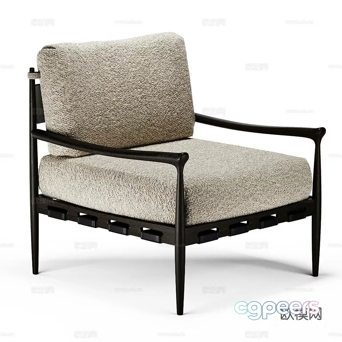 New Chinese style mid-style Zara home armchair 3d model