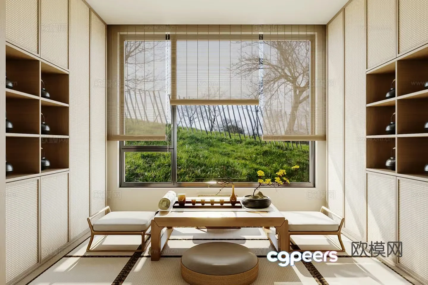 Song’s aesthetic tea room tatami tea room balcony tea room new Chinese tea room 3D model