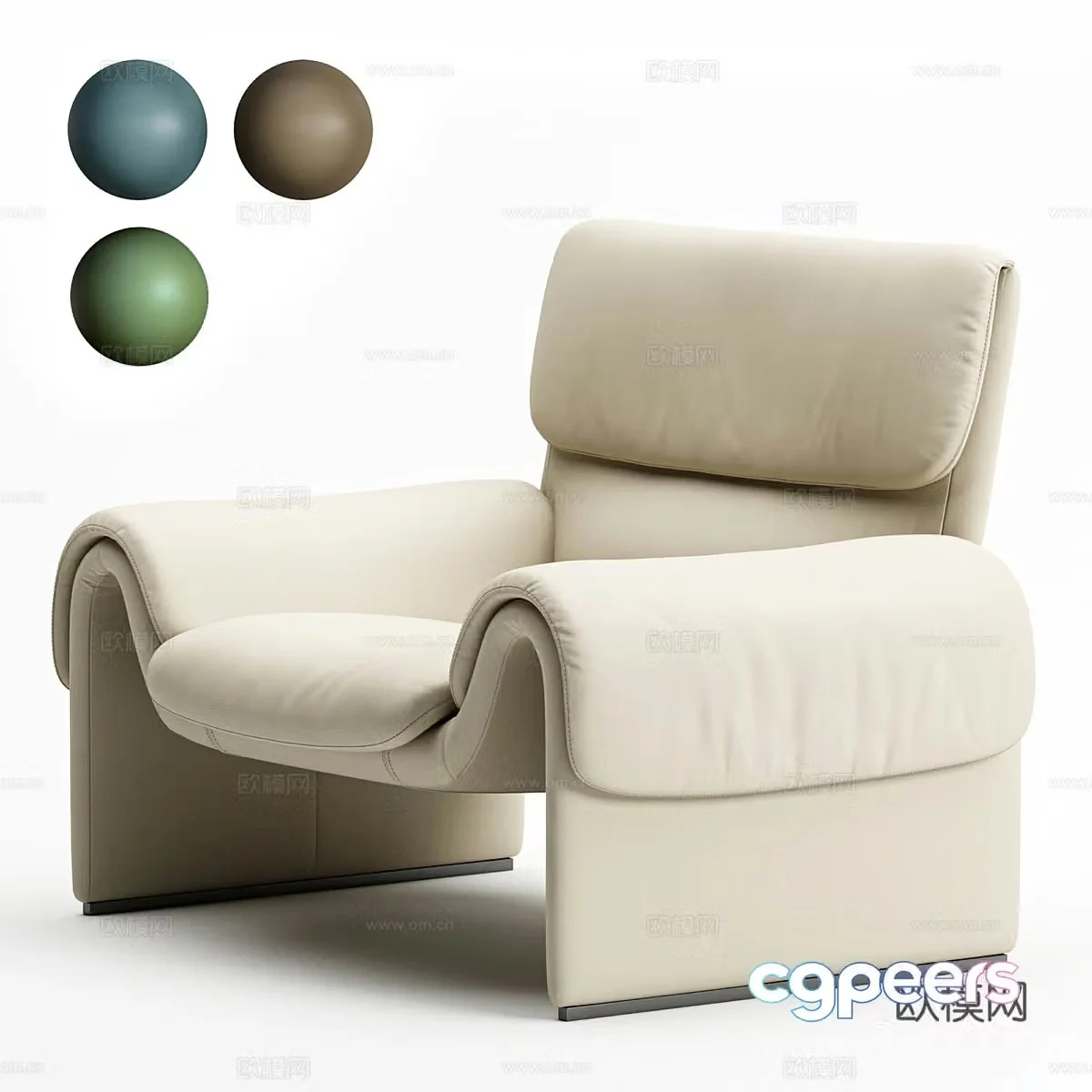 Modern Italian casual leather chair 3d model