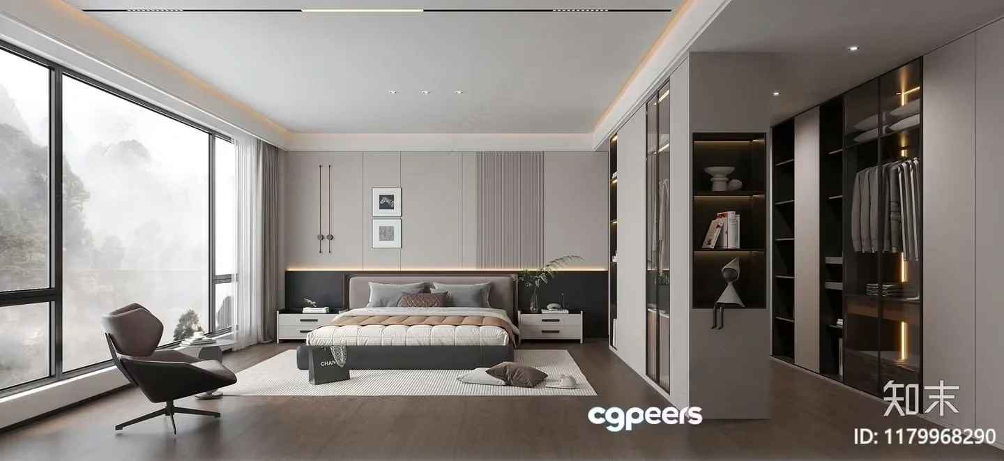 Modern Bedroom Design 3D Model – 17836 – CORONA Render