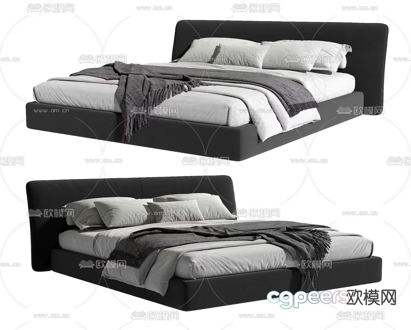 Modern double bed 3d model