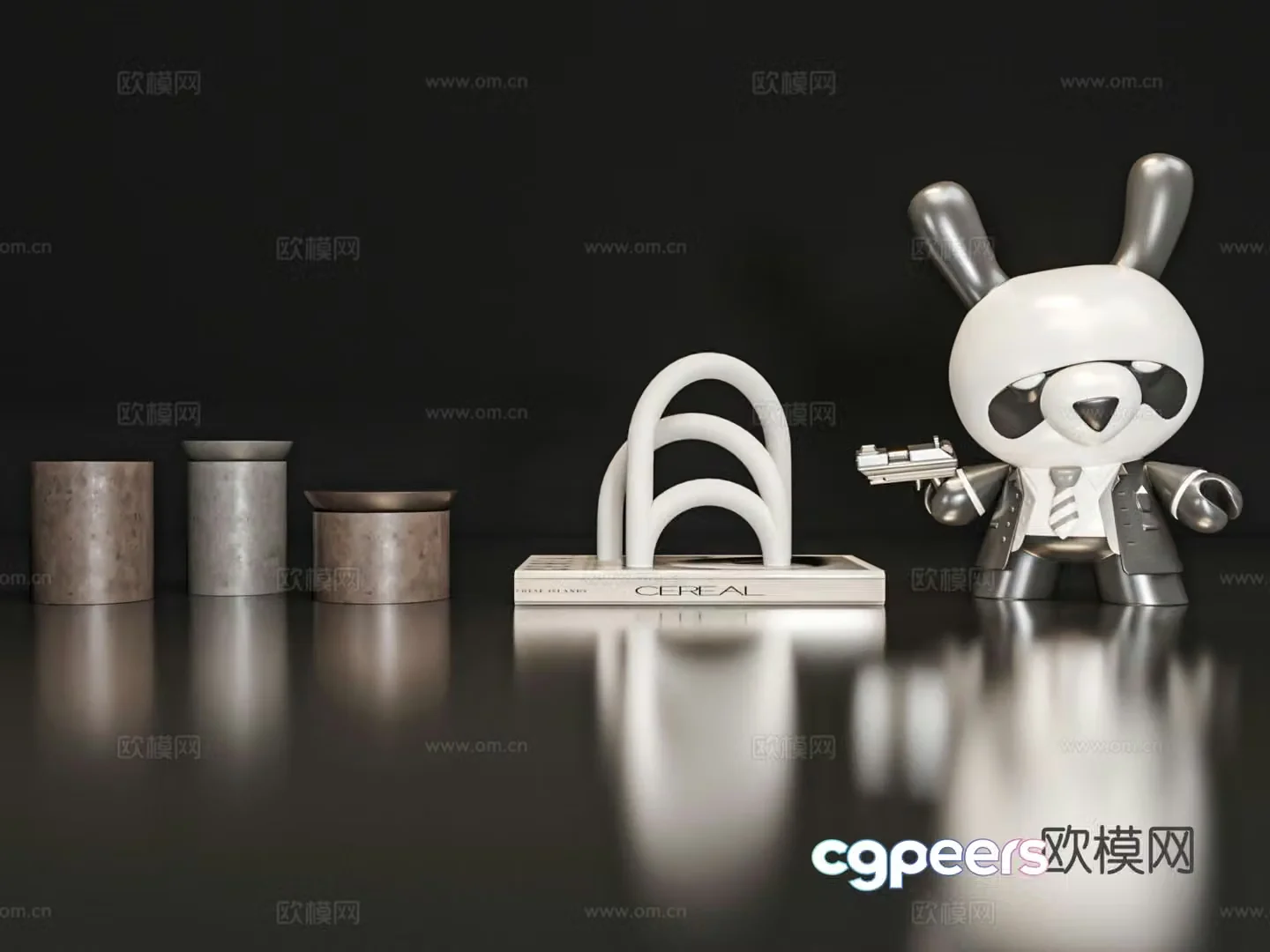 Modern jewelry panda sculpture book 3D model