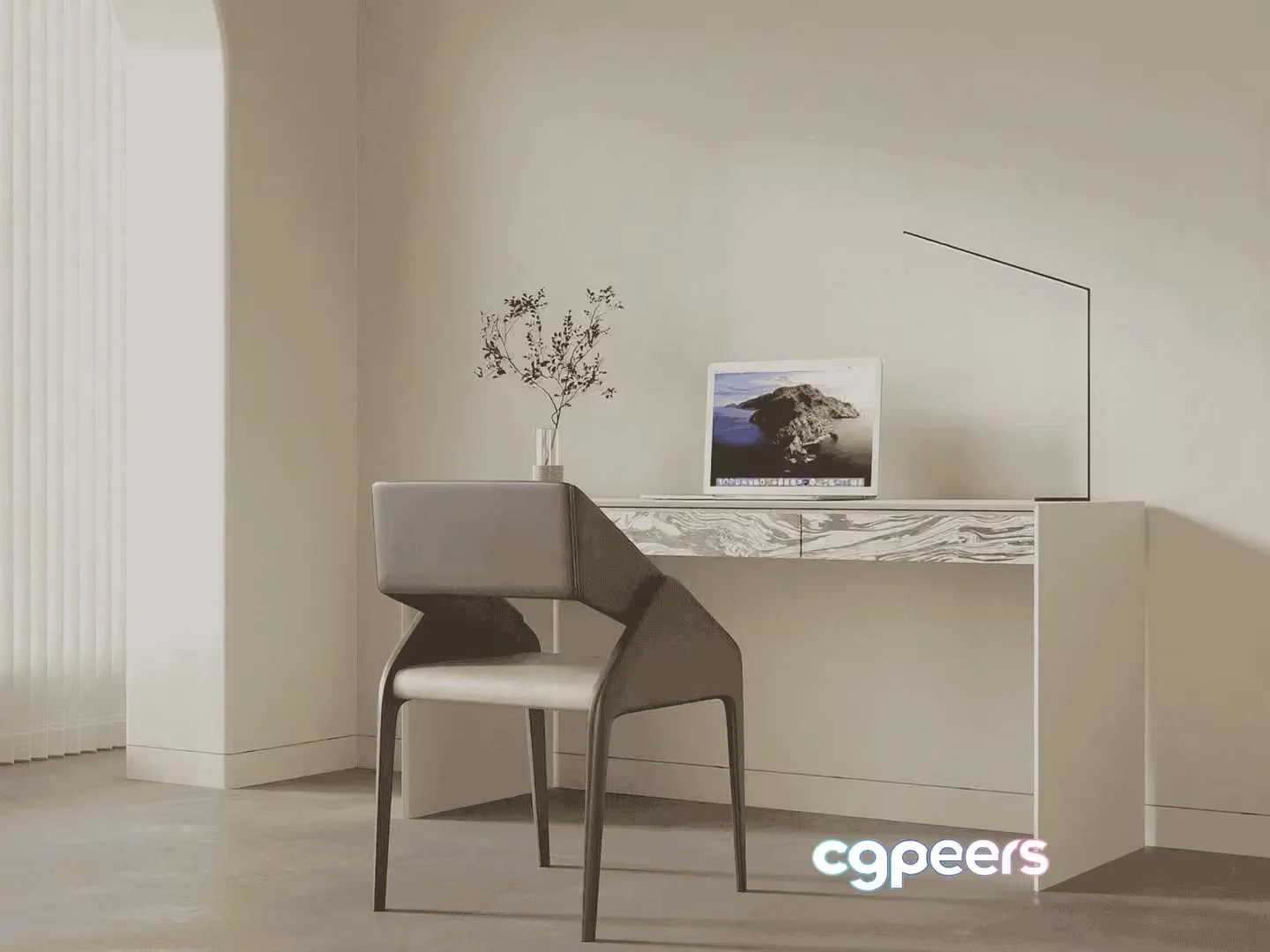 Modern Minimalist Desk 3D Model – 16419 – VRAY Render
