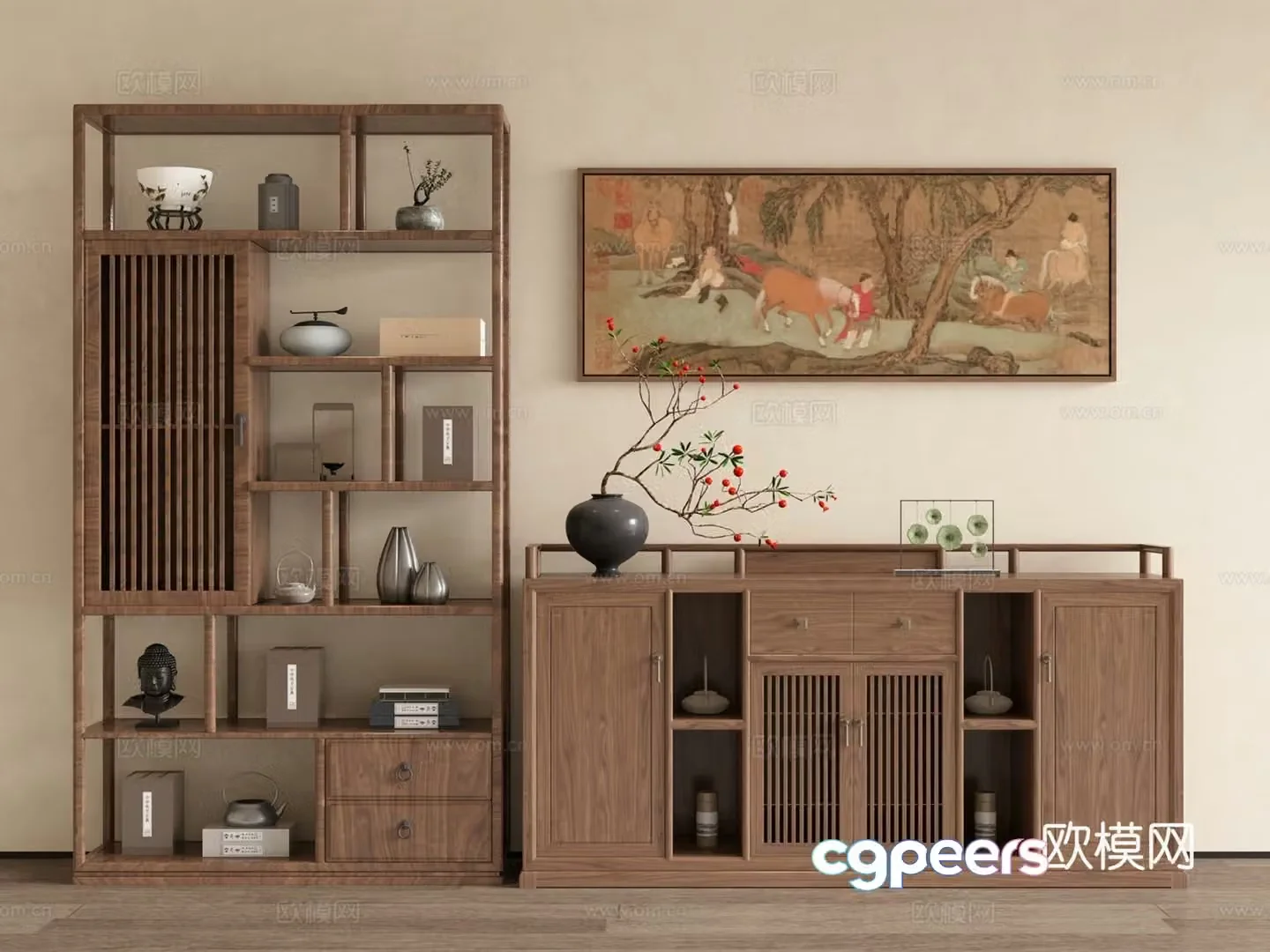 New Chinese sideboard sideboard storage cabinet Bogu shelf storage rack 3D model