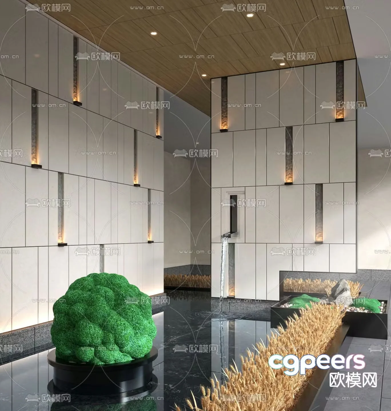 Indoor water landscape lobby landscape 3D model