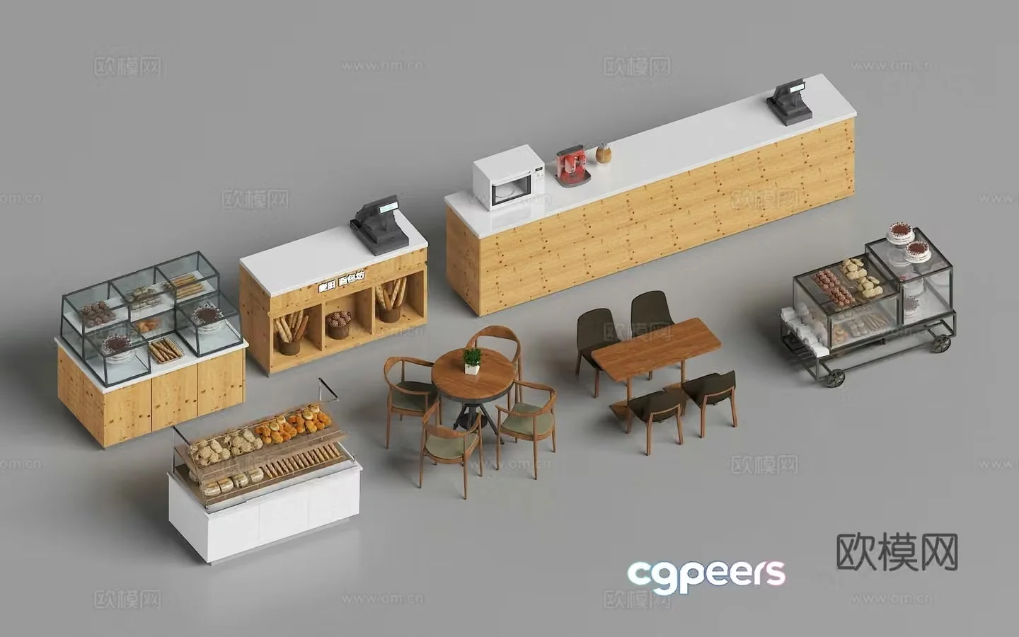 Cake refrigerator bakery equipment cake bread display cabinet 3d model