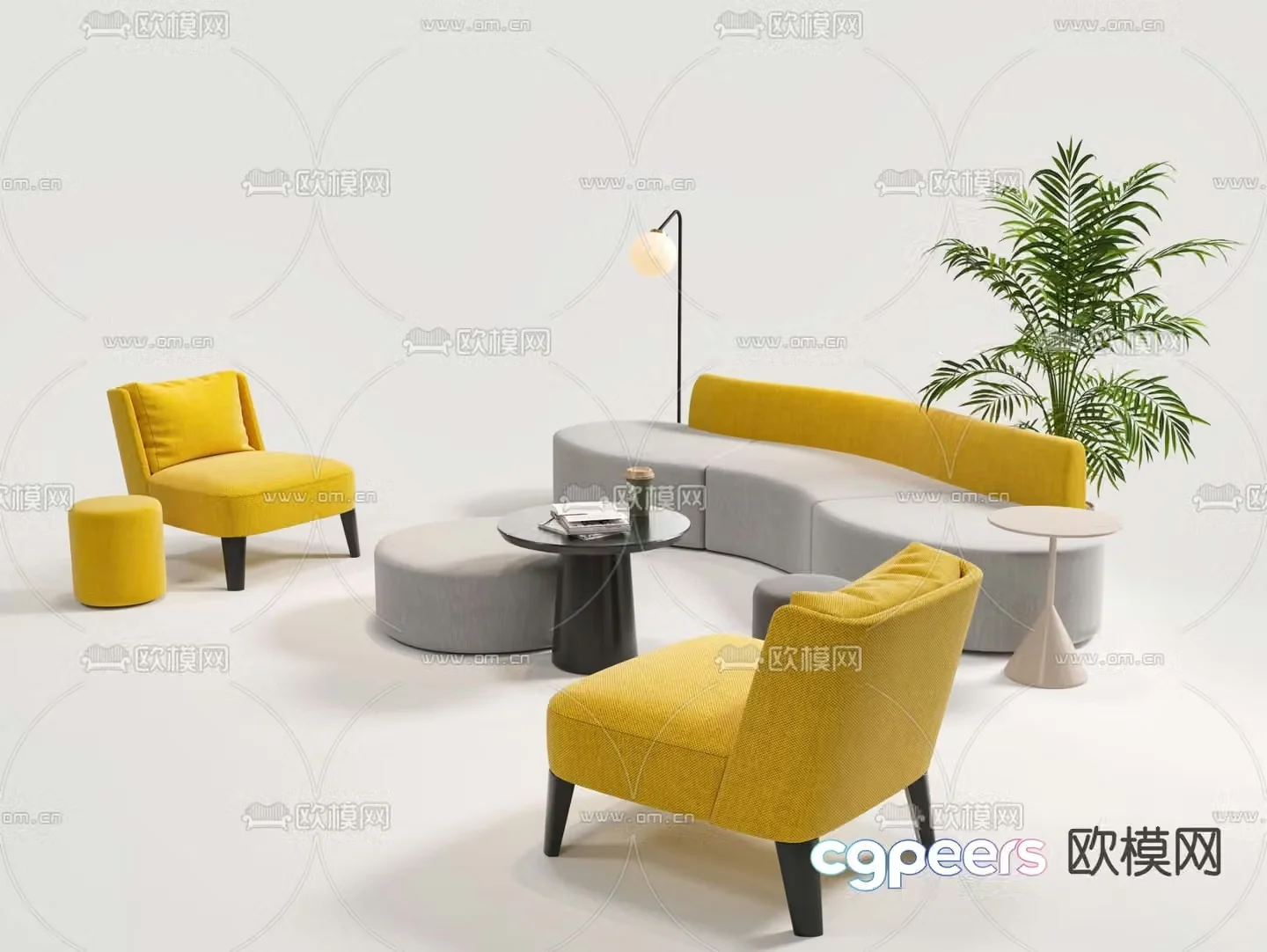 Office sofa lobby sofa public sofa 3d model
